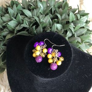 EUC Purple & Gold Dangly Earrings